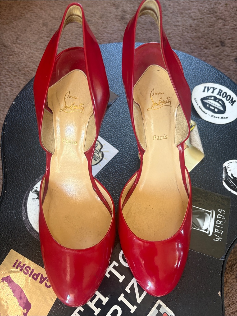 Christian Louboutin Red Patent Slingback heels size 41 fits like US 9.